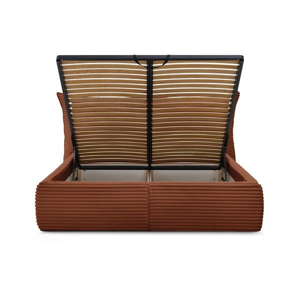 Tellisevärvi polsterdatud kaheinimese voodi koos voodipõhja ja panipaigaga 180x200 cm Jade - Bobochic Paris-image-4