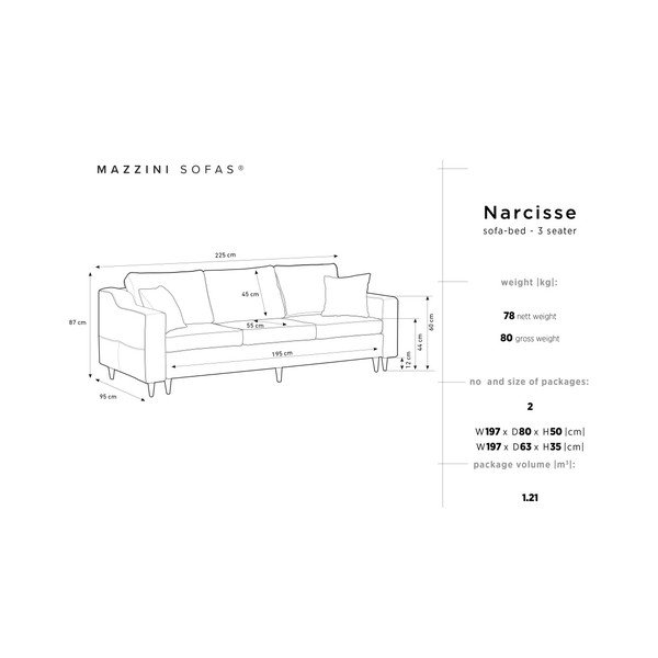 Tmavě šedá třímístná rozkládací pohovka s úložným prostorem Mazzini Sofas Narcisse-image-2