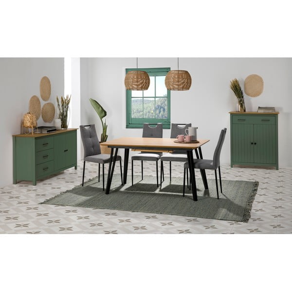 Männipuidust kõrge kummut roheline-puiduvärvi 90x110 cm Miranda – Marckeric-image-1