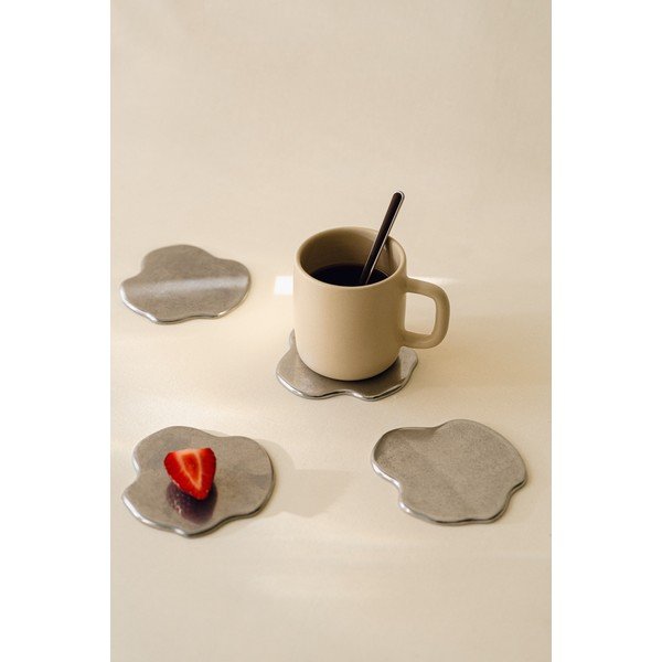 4 hõbedast metallist joogialust komplektis Plama - noo.ma-image-2