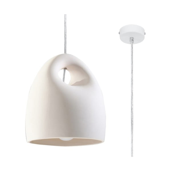 Valge rippvalgusti keraamilise varjuga ø 25 cm Sativa - Nice Lamps