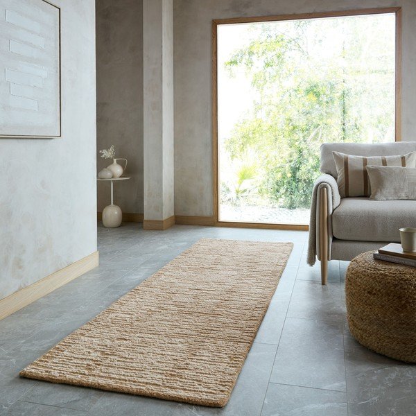 Käsitsi kootud villane jooksja naturaalses värvitoonis 80x230 cm Harris Modula Wool - Flair Rugs-image-1