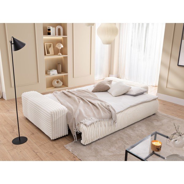 Kreemjas kordvelvetist diivanvoodi/panipaigaga 260 cm Justin - Ropez-image-4