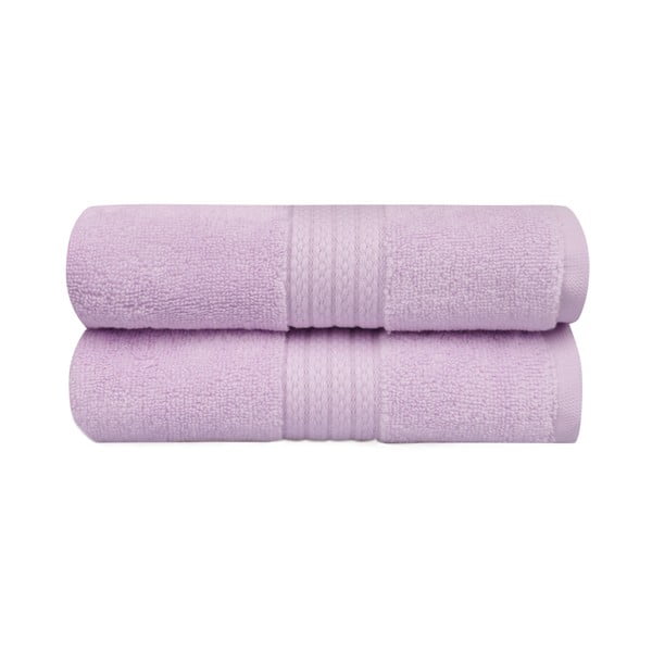 Sada 2 fialových ručníků do koupelny Mira, 90 x 50 cm