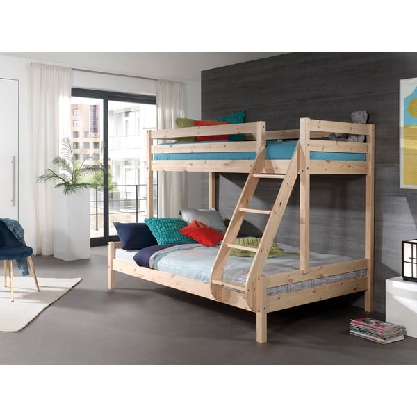 Männipuidust 140x200/90x200 cm, naturaalne voodi. Pino - Vipack-image-1