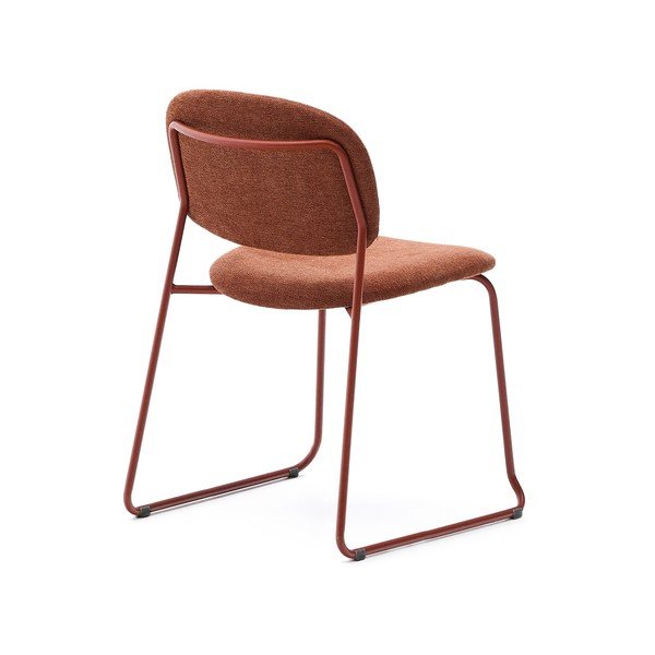 Terrakottapunane metallist virnastatav söögitool Meli - Kave Home-image-4