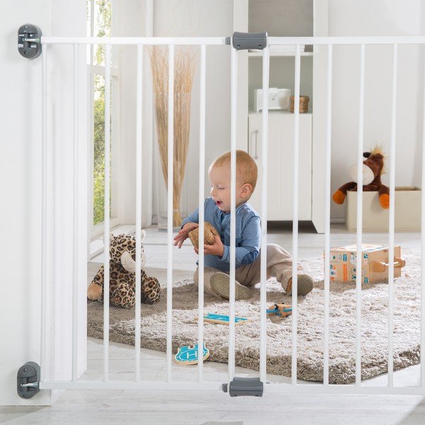 Valge metallist turvavärav – Roba-image-1