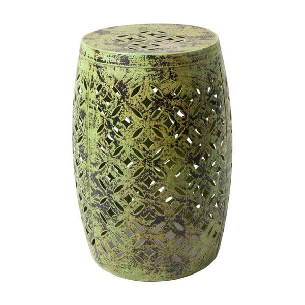 Zelený kovový ručně malovaný odkládací stolek RGE Nour, ⌀ 30 cm