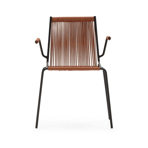 Metallist söögitoolid 2-osalise komplektis käetugedega/virnastatavad terrakota värvi Emily - Marckeric-image-4