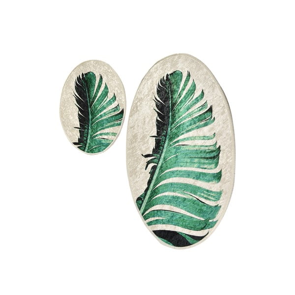 Rohelised-beežid vannitoamatid 2tk komplektis 60x100 cm Floret - Foutastic-image-4