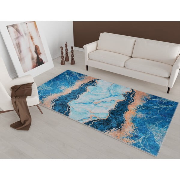 Sinine/kuldne vaip 80x50 cm - Vitaus-image-1