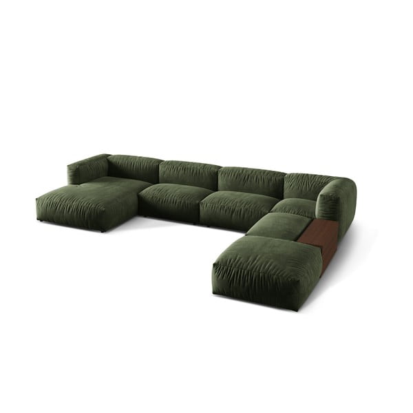 Roheline bukleekangast modulaarne nurgadiivan (parem nurk/U) Martina - Micadoni Home-image-1