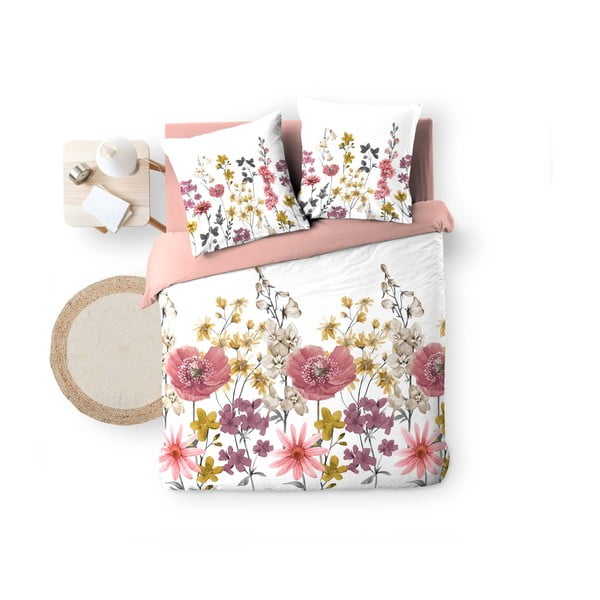 Valge-roosa pikendatud musliinist voodipesu kaheinimesevoodile 240x260 cm Rosine - douceur d'intérieur-image-2