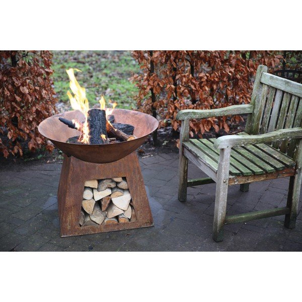 Metallist kamin koos puidutaldrikuga Telling - Esschert Design-image-1