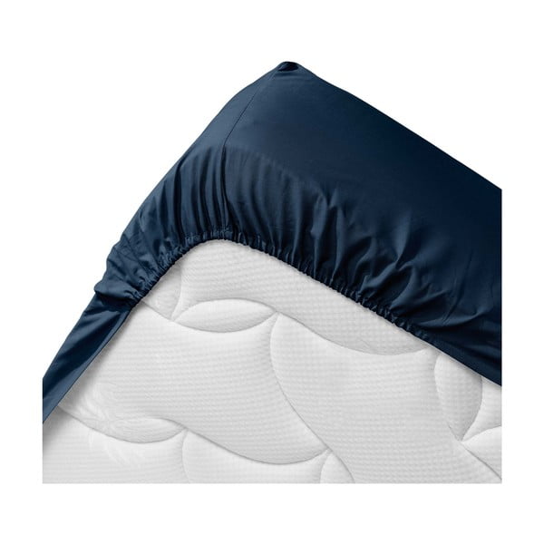 Tumesinine orgaanilisest puuvillast kummiga lina 90x190 cm Biolina - douceur d'intérieur-image-3