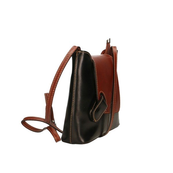 Černo-hnědá kožená kabelka Chicca Borse Carmello-image-4
