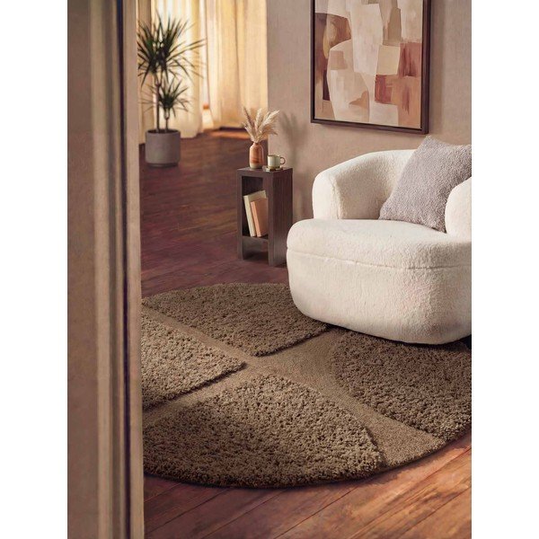 Pruun käsitsi kootud ümmargune vaip ø 160 cm Lambeth Jasper - Ted Baker-image-1