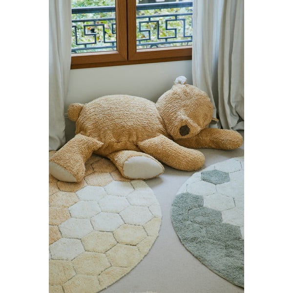 Ookerkollane pestav käsitsi kootud puuvillane ümmargune vaip ø 140 cm Honeycomb Golden - Lorena Canals-image-1