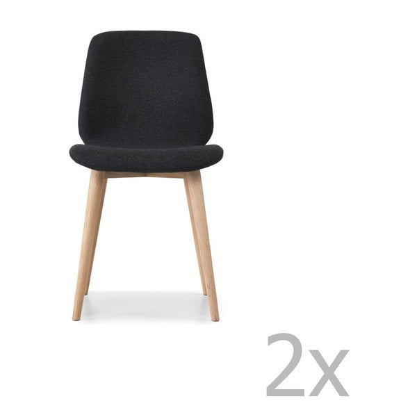Sada 2 černých jídelních židlí s nohami z masivního dubového dřeva WOOD AND VISION Cut