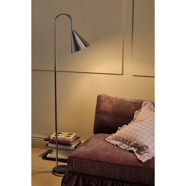 Läikiva hõbedase painduva konstruktsiooniga metallist põrandalamp (kõrgus 145 cm) Liam - Ellos Home-image-1