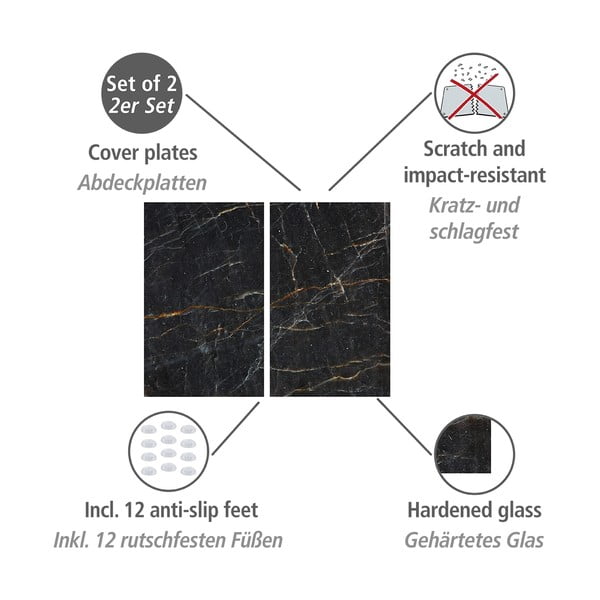 Karastatud klaasist katte komplekt pliidi äärde 2tk 52x30 cm Marble - Allstar-image-2