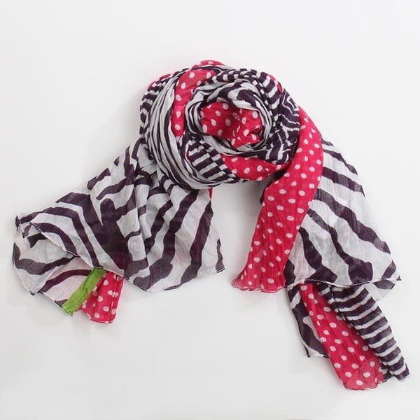 Šátek, černobílá s akcentem růžové