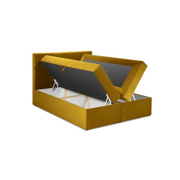 Hořčicově žlutá sametová dvoulůžková postel Mazzini Beds Mimicry, 180 x 200 cm-image-4