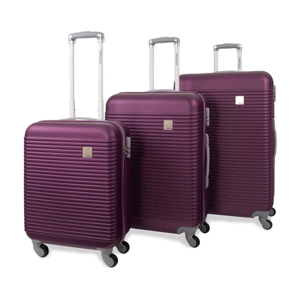 Sada tří fialových cestovních kufrů Jaslen