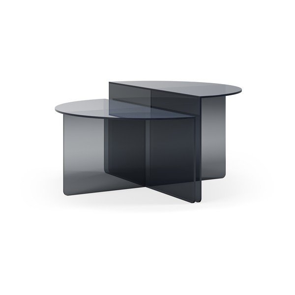 Hallist klaasist ümmargused kohvilauad, 2 tk komplektis ø 80 cm Velta - MOME