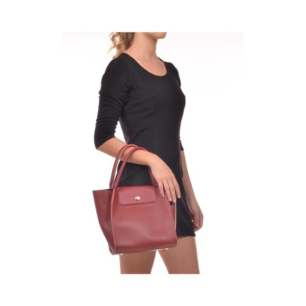 Červená kožená kabelka Roberta M Pola Rosso-image-1