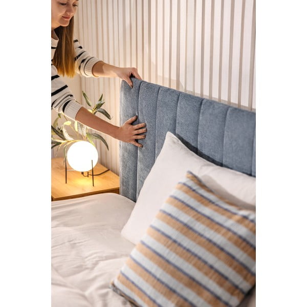 Sinine polsterdatud kaheinimesevoodi koos voodipõhja ja panipaigaga 180x200cm Myra Slim Line - Bonami Selection-image-3