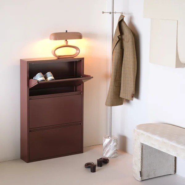 Burgundia värvi metallist kokkupandav kingariiul 66x103x16 cm Sabine - WOOOD-image-2