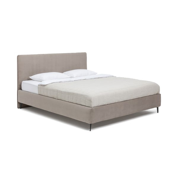 Taupe polsterdatud kaheinimesevoodi koos madratsi ja voodipõhjaga 160x200 cm Noira Slim - Bonami Selection-image-3