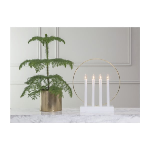 Valge LED-küünlajalg läikiv, kõrgus 35 cm - Star Trading-image-2
