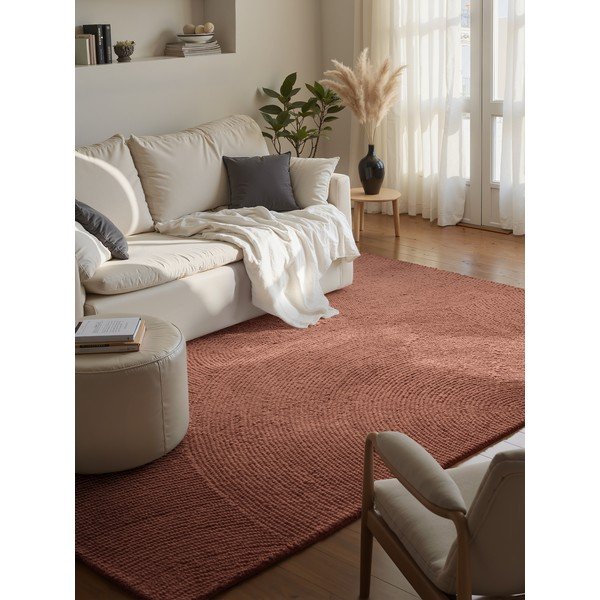 Käsitsi kootud terrakotavärvi villavaip 80x150 cm Calmio - Hanse Home-image-1