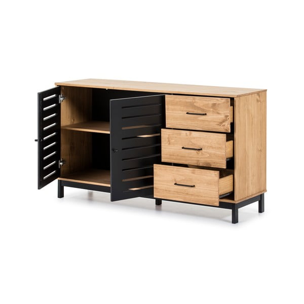 Puidust konstruktsiooniga ja mustade detailidega kapp, laius 141 cm Alessia - Marckeric-image-4