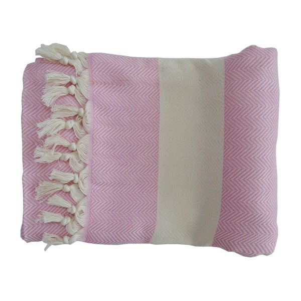 Růžová ručně tkaná osuška z prémiové bavlny Homemania Lidya Hammam, 100 x 180 cm