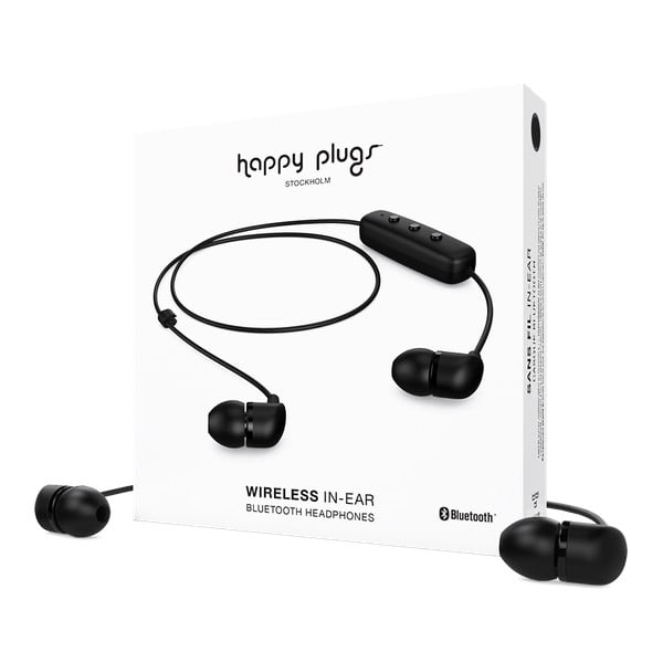 Černá bezdrátová sluchátka Happy Plugs In-Ear