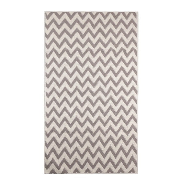 Krémový koberec s příměsí bavlny Zigzag Coffee, 120 x 180 cm