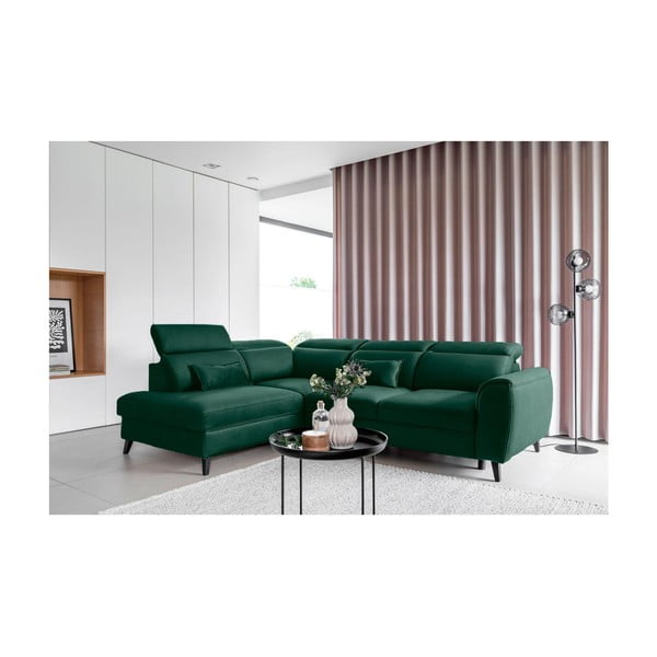 Roheline sametist lahtikäiv/sahtliga nurgadiivan (parem nurk/L-kujuline) Noble – ELTAP-image-1