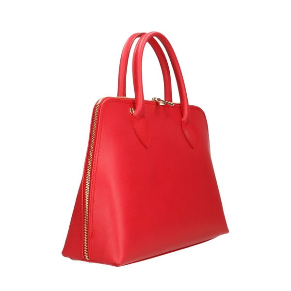 Červená kožená kabelka Chicca Borse Arancio-image-1
