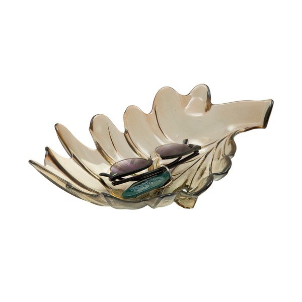 Šedá miska z recyklovaného skla Mauro Ferretti Leaf, 33 x 20 cm-image-2