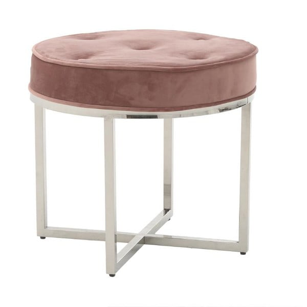 Růžová stolčka s kovovými nohami ve stříbrné barvě InArt