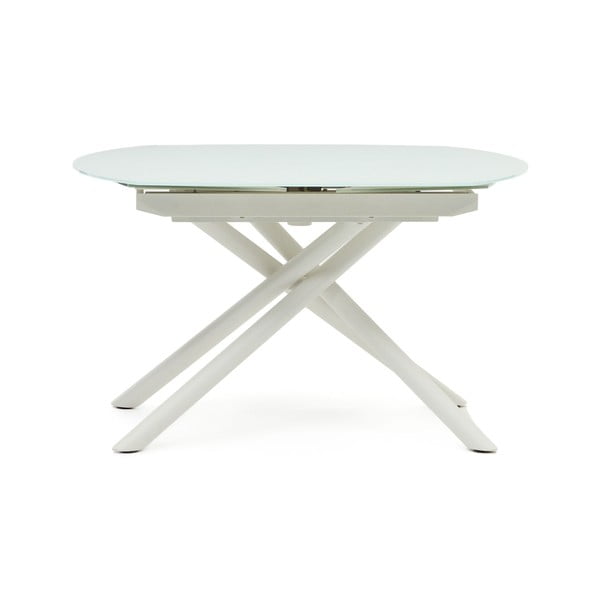 Valge kokkupandav söögilaud klaasist lauaplaadiga 100x130 cm Yodalia - Kave Home-image-2