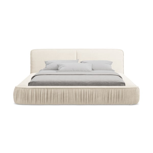 Kreem polsterdatud kaheinimesevoodi koos voodipõhja ja panipaigaga 160x200 cm Keoni - Makamii-image-4