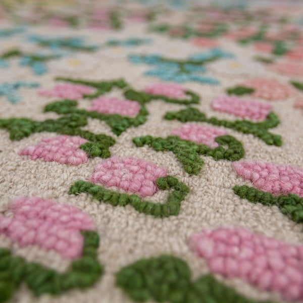 Kreem käsitsi kootud villane vaip 200x290 cm Emilia Floral - Flair Rugs-image-2