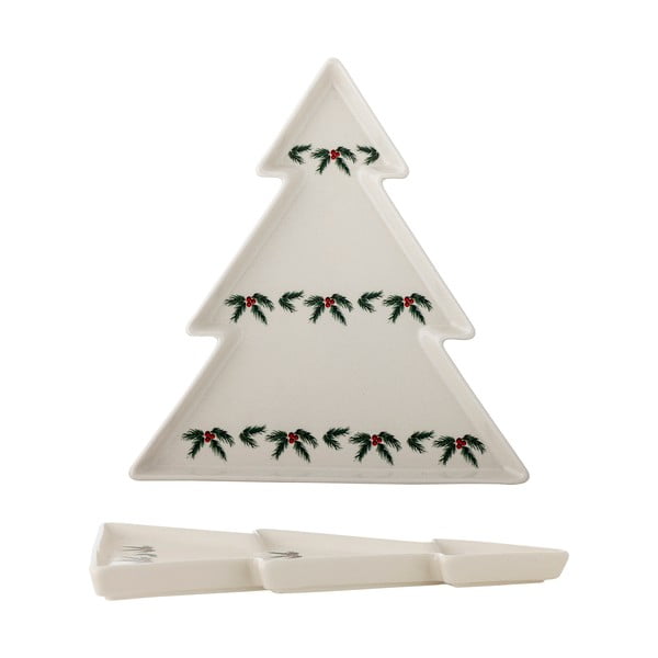 Kreem kivikeraamiline serveerimistaldrik jõulumotiiviga Berry - Bloomingville-image-3