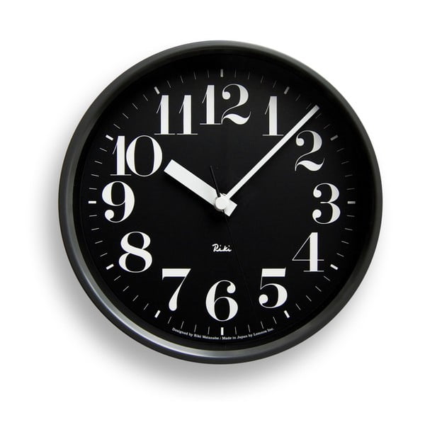 Černé nástěnné hodiny Lemnos Clock Riki, ⌀ 20,4 cm