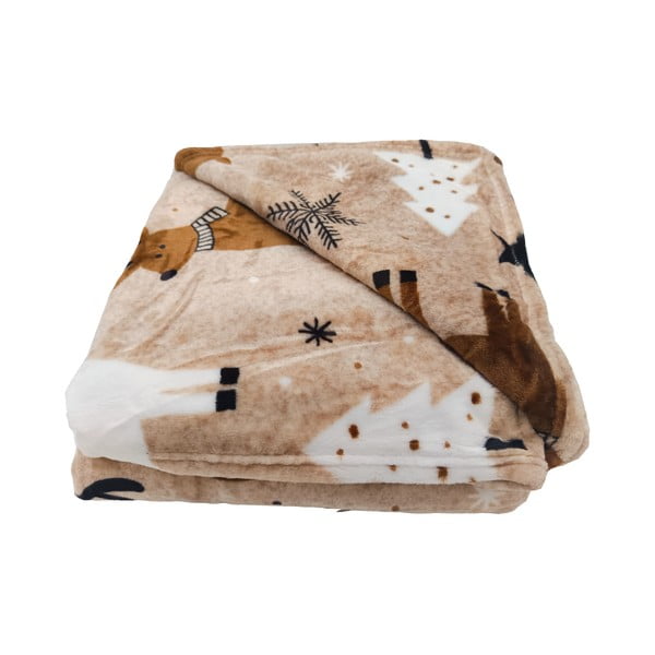Pruun jõulumustriline mikrofliisist pleed 150x200 cm Nordic Fairytale – My House