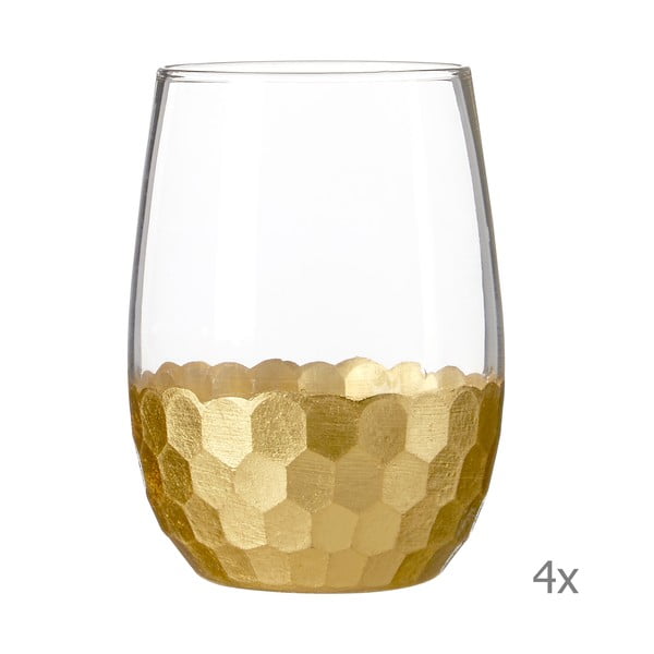 Sada 4 skleniček s detaily ve zlaté barvě Premier Housewares Astrid, 240 ml